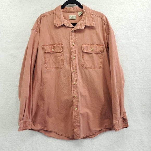 L.L. Bean Other - LL Bean Button Up Shirt XLT Tall Mens Long Sleeve 100% Cotton Burnt Orange